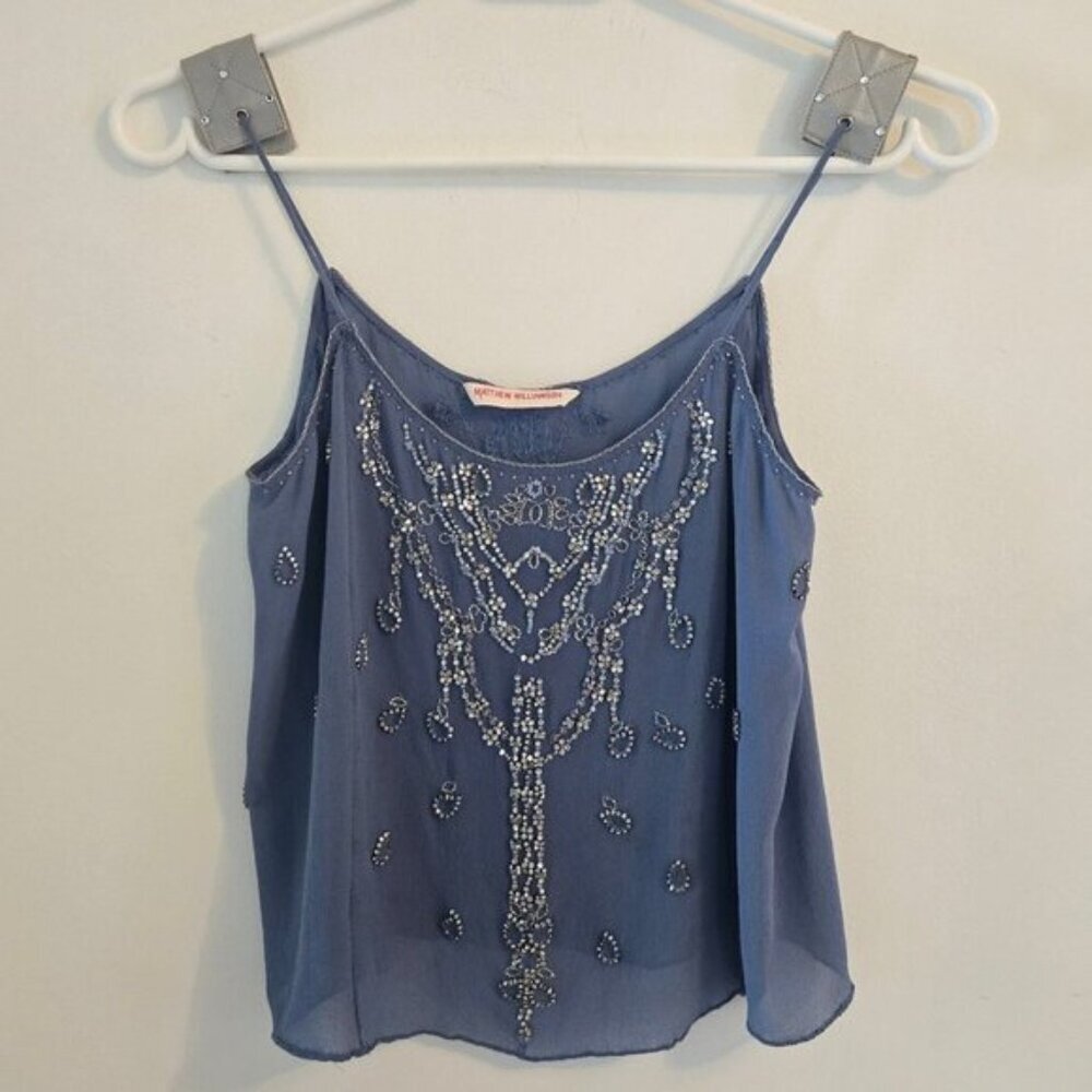 Matthew‎ Williamson Sleeveless Beaded Embellished Top Blue - Picture 3 of 11